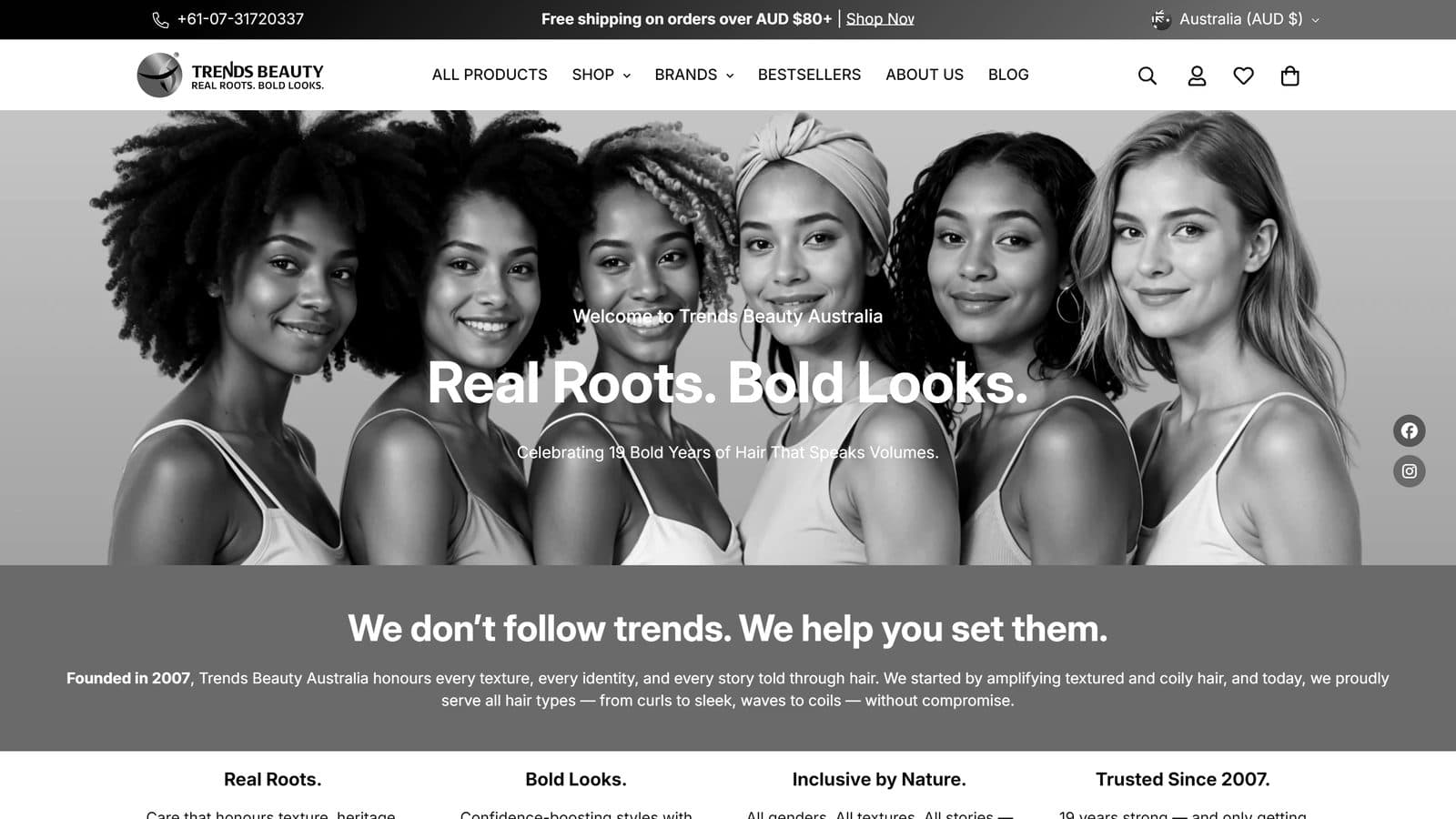 Beauty retail website, desktop and mobile